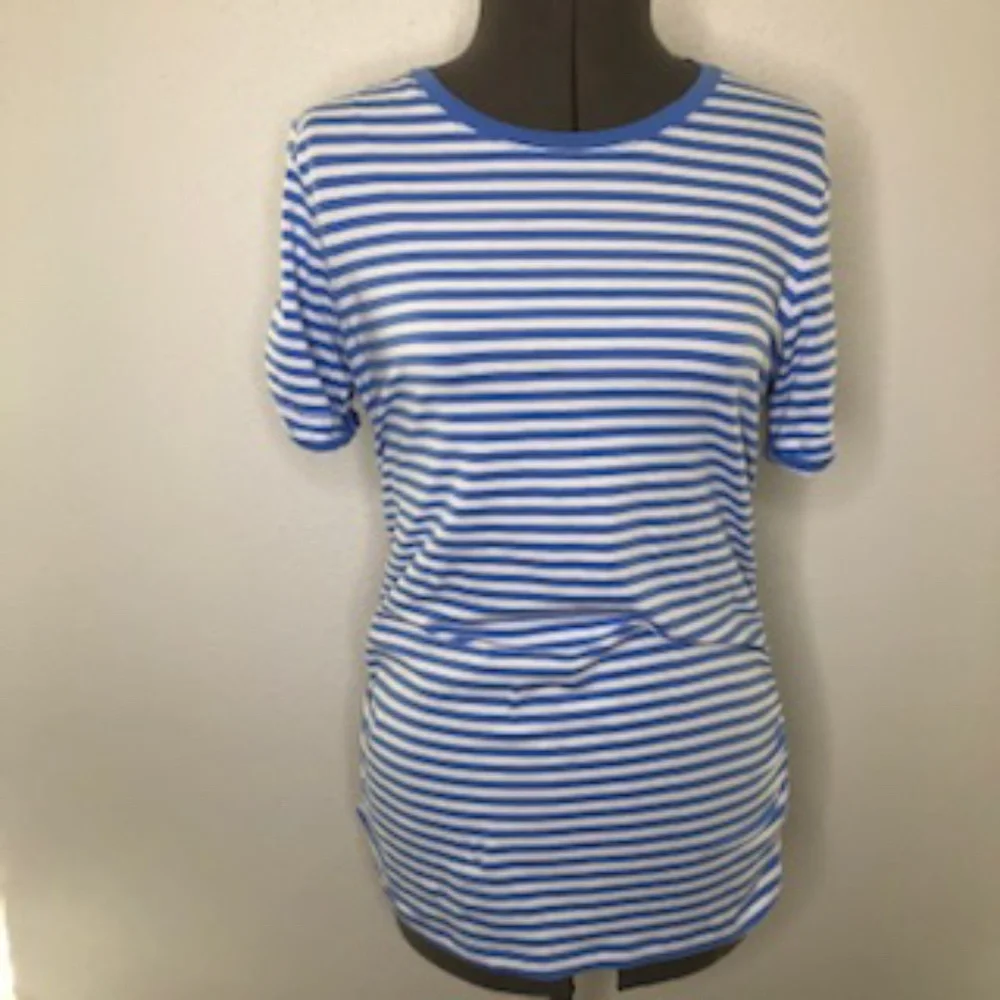 MICHAEL Michael Kors Zip Short Sleeve Scoop Neck Top Size L - Picture 3 of 9